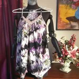 Lily White Women's Summer Dress Shirt w/Sequins S